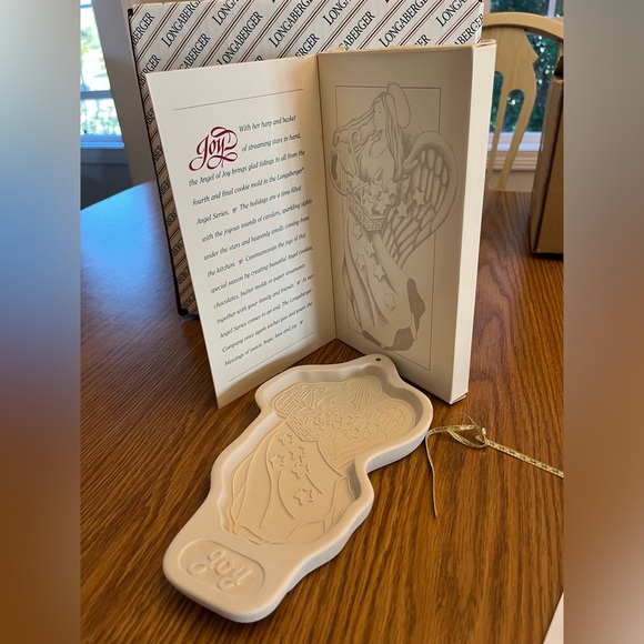 Longaberger 1996 Clay Cookie Mold JOY #4 in Angel Series NIB - Picture 4 of 4